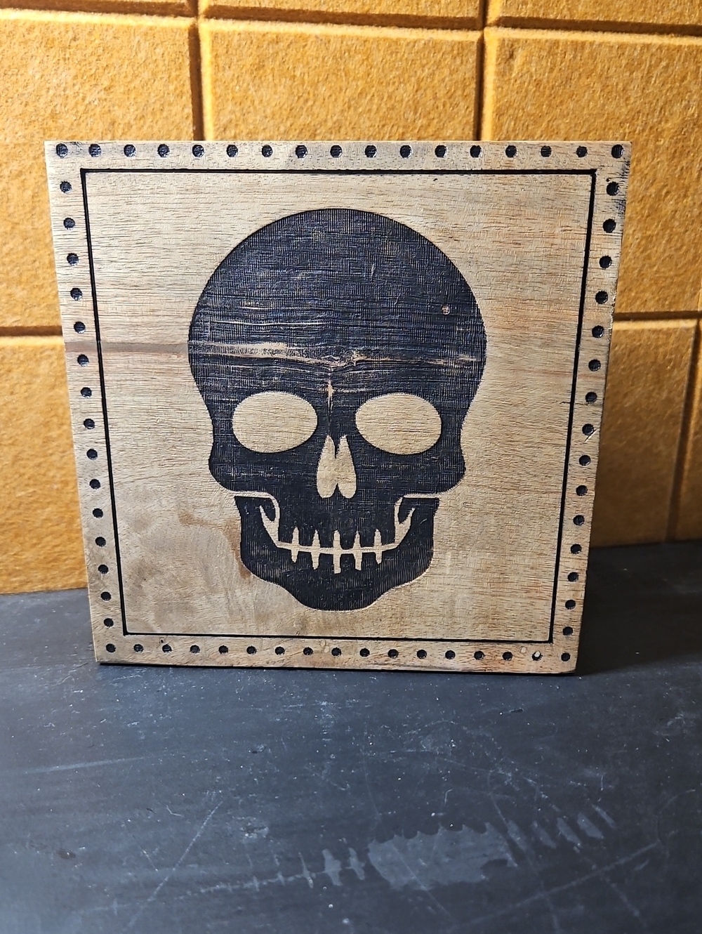 Solid Wood Skull Napkin Holder